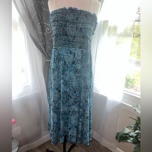 Blue Strapless Maxi Dress